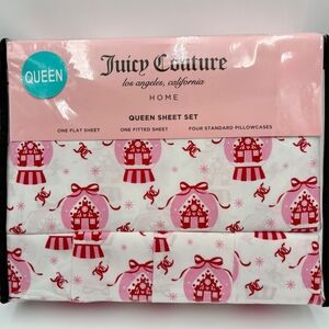 Juicy Couture Pink and Red Queen Sheet Set